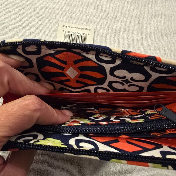 Vera Bradley NEW Wallet Sun Valley Retired Navy Orange Lime Zippered Closure NWT - Picture 11 of 13